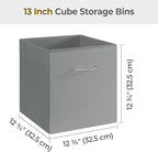StorageWorks Gray Storage Cubes, 13x13 Storage Cube Bins with Handle, Cube Storage Organizer Bins for Shelves and Closet, Col