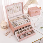 TOFUNTOY Jewelry Organizer Box, Large Jewelry Boxes for Women, 3-Layer Jewelry Holder Organizer for Necklace Earrings Rings B