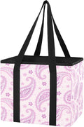Paisley Pattern Reusable Grocery Bags Large Shopping Tote Bag with Reinforced Bottom Board, Water Resistant Foldable Storage 