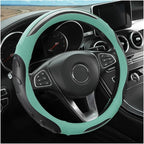 Leather Steering Wheel Cover, Auto Car Stretch Steering Wheel Protector, Universal 15 Inch Anti-Slip Breathable Odorless Stee