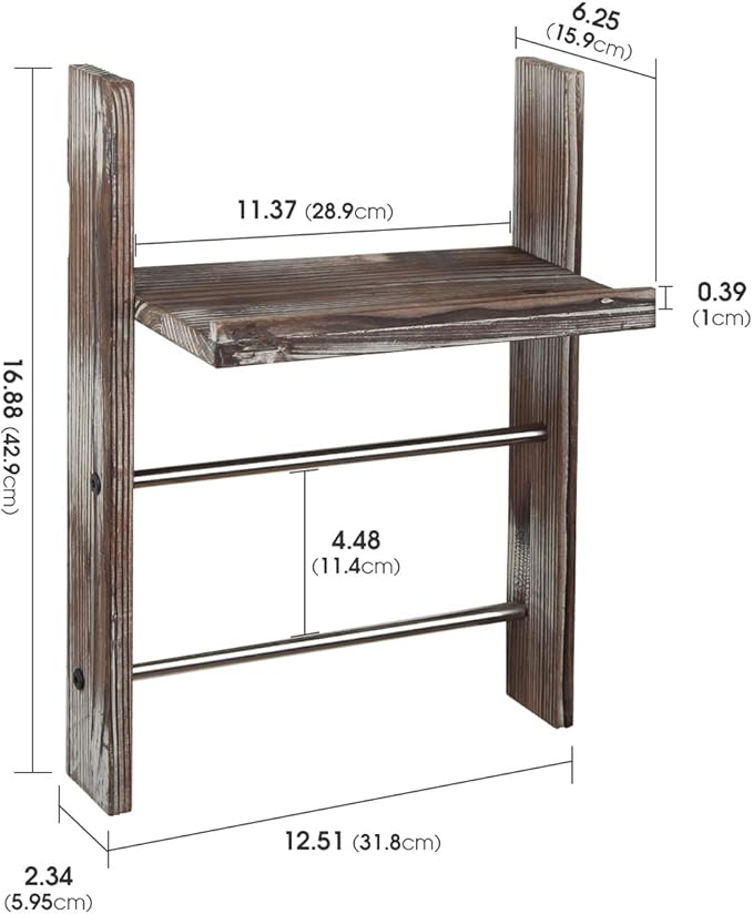 J JACKCUBE DESIGN Rustic Wood Wall Mount Towel Rack with Shelf, Blanket Ladder for Bathroom, Kitchen Hand Towels Holder, Stai