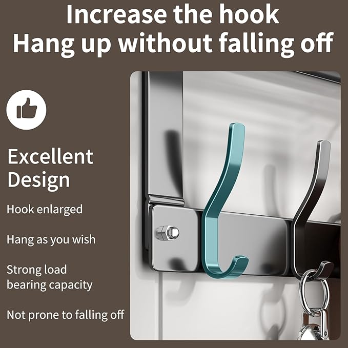 Over The Door Hooks Organizer, Coat Rack Over The Door Storage Hanger Towel Rack with Mesh Baskets and 10 Hooks, Back of Door