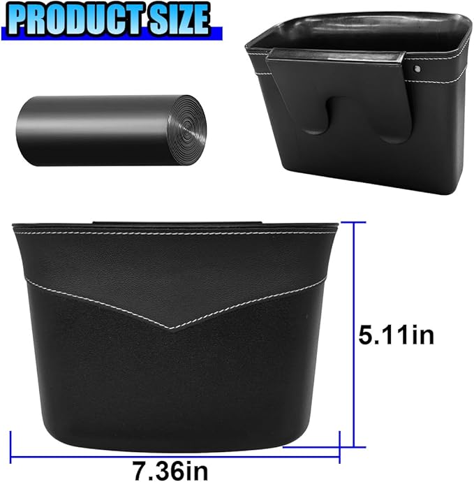 Mini Car Trash Can - Leak-Proof Hanging Car Garbage Can Auto Trash Bag Organizer - Small Garbage Bin Container Vehicle Door Front Back Seat Storage Accessories for Cars Home Office (Clip-on)
