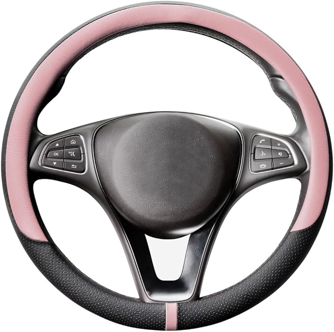 COFIT Breathable Car Steering Wheel Cover 16 inch Auto Universal Leather Wrap Non-Slip Steeringwheel Protector Automotive Int