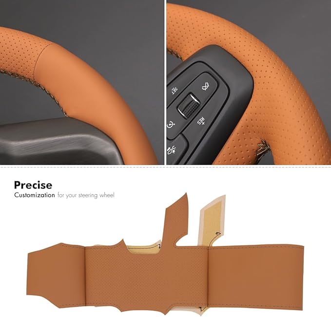 MEWANT Steering Wheel Cover for GMC Sierra Steering Wheel Cover for GMC Sierra 1500 / Sierra 1500 Limited/Sierra 2500 / Sierra 3500/ Yukon (XL) Hive Microfiber Leather