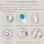 Premium Adjustable Computer Monitor Rear View Mirror，Desk Blindspot Office Cubicle to See Behind You，Stick-on Convex Mirror with Bracket for Personal Safety or Privacy Decor Accessories ( White )