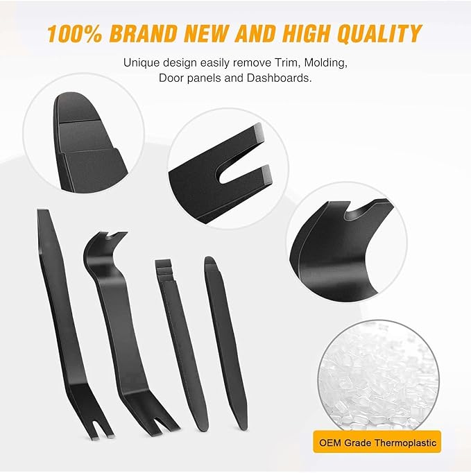 GOOACC 5 PCS Nylon Auto Trim Removal Tool Kit No-Scratch Removal Tool Kit for Car Clip Panel & Audio Dashboard Dismantle Blac