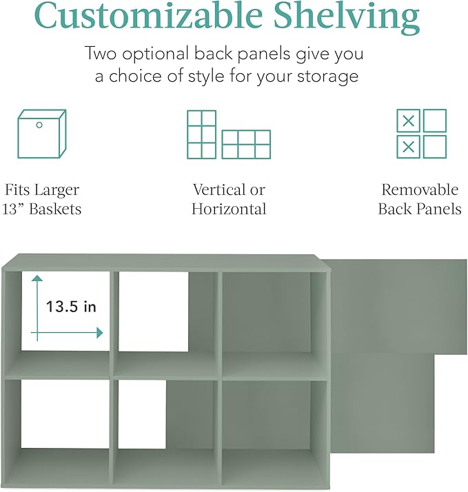 Best Choice Products Kids Bookcase 6-Cube Storage Organizer, 13.5in Shelf Opening, Bookshelf, Toy Storage, Customizable w/ 3 