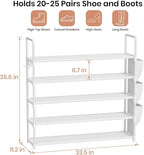 VILICK Shoe Rack for Closet Shoe Organizer Space Saver Storage for 20-25 Pair Shoe Shelf with Hook and Side Pocket Free Stand