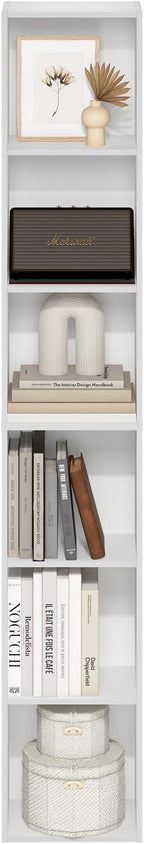 Furinno PASIR Book Shelf, 6-Tier Bookcase, Tall Standing Bookshelf, Open Storage Shelf, 9.4 x 12 x 71 Inches, for Home Office