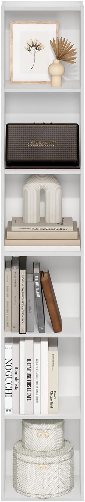 Furinno PASIR Book Shelf, 6-Tier Bookcase, Tall Standing Bookshelf, Open Storage Shelf, 9.4 x 12 x 71 Inches, for Home Office
