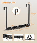 Broom Holder Over The Door - 304 Stainless Steel Mop and Broom Holder Wall Mounted or Hanging Over The Door with Hooks - Broo