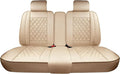 Huidasource Beige Car Rear Seat Covers, Nappa Leather Back Seat Cover, Automotive Rear Bench Seat Cushion Cover Universal Fit