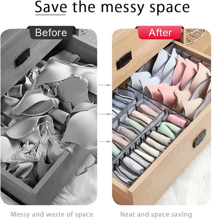 HSLFUAI 10 Pack Drawer Organizer for Bra, Underwear, Sock,Tie Foldable Closet Organizer Drawer Soft Fabric Dresser Drawer Div