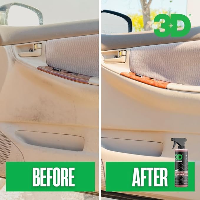 3D LVP Interior Cleaner - Removes Dirt, Grime, Grease, Oil & Stains from Leather, Vinyl & Plastic - Great for Seats, Steering