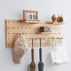 Wood Pegboard Combination Wall Organizer Kit, Wooden Display Pegboard Panel Kits for Bedroom, Study, Office, Bathroom, 2 Piec
