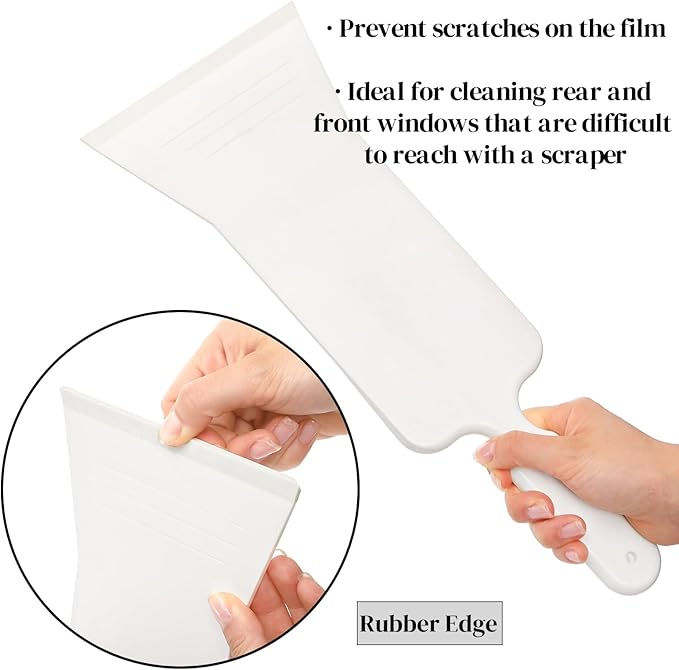 ZAVOOS 3 Pieces Window Tint Tools, Long Handle Auto Bulldozer Squeegee Scrubber Paddle Squeegee Kit, Flat Glass Scraper Cleaning Tool for Car Front Windows Rear Glass