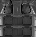 CAR PASS 3 Row Heavy Duty Rubber Car Mats, Deep-Dish All-Weather Floor Mats for 7 Seats 8 Seater 2nd & 3rd, Waterproof Universal Trim to Fit Liner Van,SUV,MPV,7 Passengers Vehicle,(Black 3 Row)