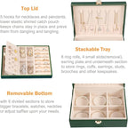 Voova Jewelry Box Organizer for Women Girls, 2 Layer Large Men Jewelry Storage Case, PU Leather Display Jewellery Holder with
