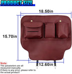 Leather Car Seat Back Organizer, Waterproof Car Seat Kick Mat with Cup Holder, Multifunctional Backseat Storage Bag, Universal Auto Travel Seats Protector Accessories for SUV Truck (Red)