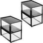 mDesign Plastic Desk Organizer and Storage Bin w/Pull Out Drawer - Stackable Office Storage Container for Office Supplies - D
