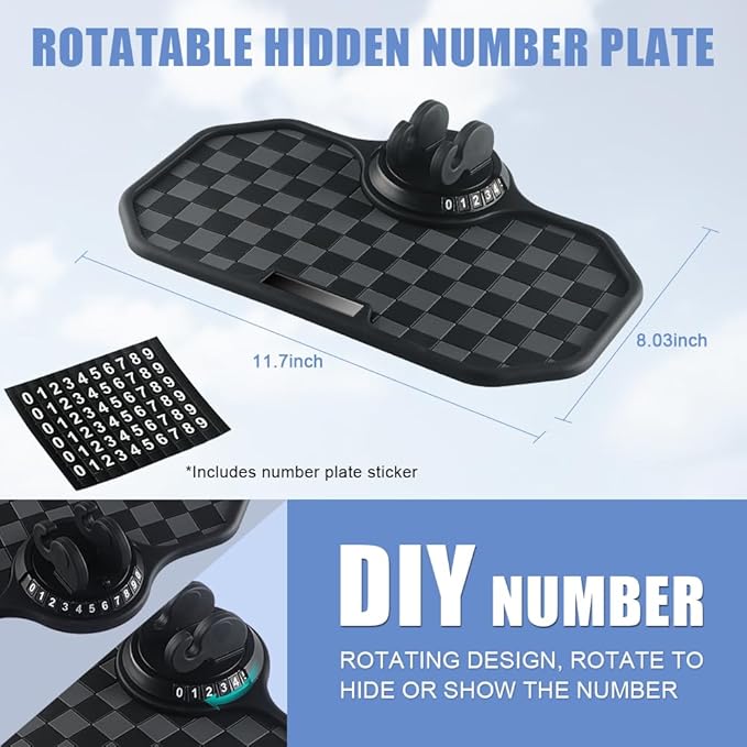 Car Anti Slip Mat Dashboard Tray Decorations Sticky Pad Multi Functional Thickened and Widened Washable with 360° Rotating Un