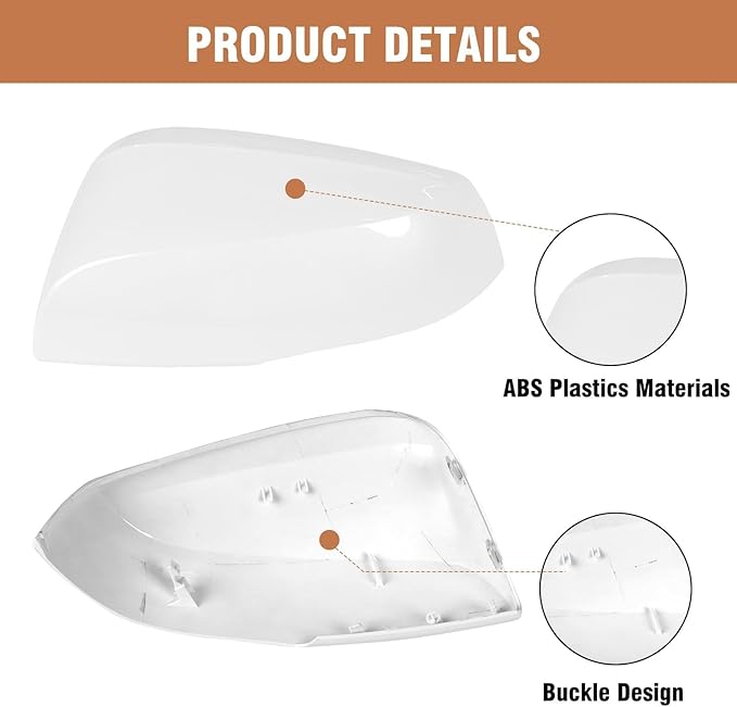 Moonlinks Compatible with Toyota RAV4 2019 2020 2021 2022 2023 2024 Left Side Mirror Cover Replacement, Pearl White Exterior Left Driver Side Door Rearview Mirror Cap Trim for RAV4 LH