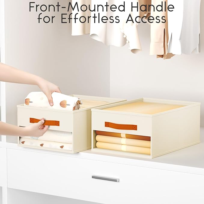 Homsorout Drawer Organizers and Storage - 8 Pack Foldable Pants Organizer with Clear Window & Handles, Fabric Closet Organize