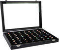 Wudygirl 7 Slots Ring Holder Organizer Box with Transparent Lid Black Jewelry Organizer for Store Display Jewelry Holder for 