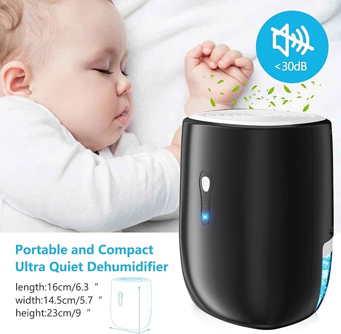 Dehumidifiers for Home 27oz(800ml) Small Auto Shut off Dehumidifiers with Drain Hose,Portable Ultra Quiet Mini Dehumidifier
