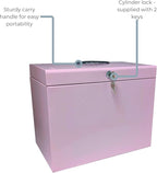 Cathedral Products A4 Steel File Box with Starter Pack of 5 Suspension Files - Pastel Pink