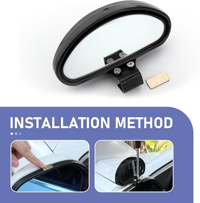 2 PCS Car Blind Spot Mirror, Ajustable Car Reversing Auxiliary Mirror with Screw Fixation, Broaden View Field Clear Imaging Rearview, Universal Wide Angle Exterior Accessories (Black)