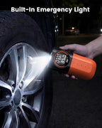 ETENWOLF S1 Tire Inflator Portable Air Compressor, 160PSI Air Pump for Car Tires, Bike, Motorcycle, Balls, Fast Inflation Tire Pump, Cordless bike Pump with LED Light & Digital Pressure Gauge (Orange)