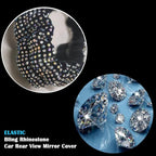 Bling Rearview Mirror Accessories Elastic Plush Car Rear View Mirror Cover for Women Bling Car Accessories Universal Fit (Colorful Diamond)