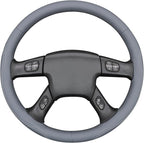 MEWANT Hand Stitch Steering Wheel Cover for Chevy Silverado 1500 2500 3500 2003-2006 Silverado Classic 2007 Trailblazer 2002-2009 Custom Grey Genuine Leather Interior Accessory Wrap Restoration Kit