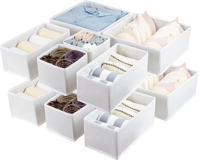 Fordonral 12 Pack Drawer Organizer Clothes, Foldable Fabric Dresser Organizer Closet Organizers and Storage Box for Underwear