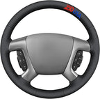 MEWANT USA 250th Anniversary Embroidered Hand-Stitched Steering Wheel Cover for Chevy Silverado 1500 2007 2500 3500 Avalanche Suburban Tahoe Traverse Black Hive Embossed Faux Leather Steering Wrap