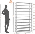 VILICK 11 Tiers Tall Wide Shoe Rack 55 Pairs Large Capacity Sturdy Durable Shoe Rack for Closet Metal Shoe Organizer Shelf wi