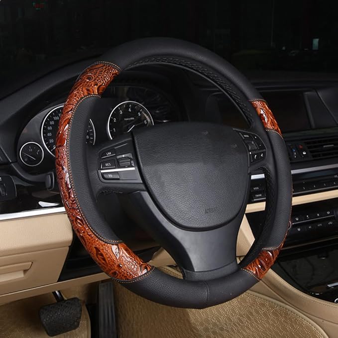 Steering Wheel Cover,Anti Slip Cover,Crocodile Grain Leather