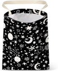 IRADA Car Trash Bag Hanging No Snap Small Garbage Bag for Car Back Seat Cute Printed One-Handed Strap Trash Bags Car Accessories-Moon and Star Black Car Trash Bags