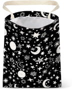 IRADA Car Trash Bag Hanging No Snap Small Garbage Bag for Car Back Seat Cute Printed One-Handed Strap Trash Bags Car Accessories-Moon and Star Black Car Trash Bags