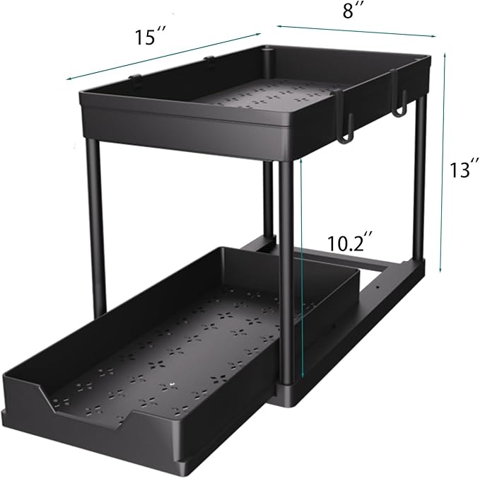 DEKAVA Under Sink Organizer 2 Pack, Bathroom Cabinet Organizer, 2 Tier Sliding Cabinet Basket Organizer Drawer, Multi-Purpose