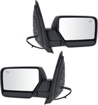 TRQ Driver & Passenger Side Mirror Set with Heat Manual Folding without Housing Turn Signal Compatible with 2007-2010 Ford Ex