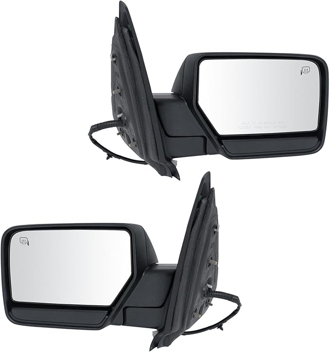 TRQ Driver & Passenger Side Mirror Set with Heat Manual Folding without Housing Turn Signal Compatible with 2007-2010 Ford Ex