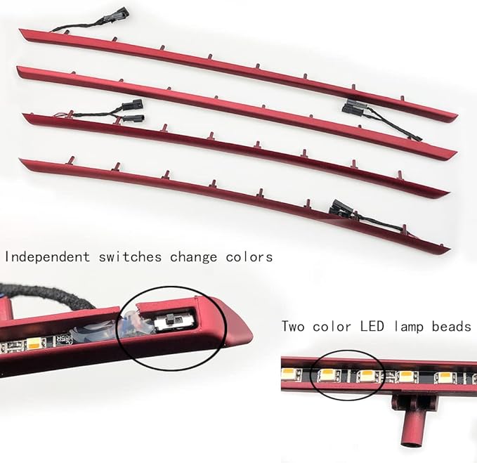 Car Interior Door LED Lighting Ambient Light Trim Strip Accessories for BMW 3 Series F30 F31 320i 328i 330i 335i 340i Door Two-Color Atmosphere Lamp Replacement Cover (Red)