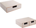 Stackable Drawer Organizer PU Leather Classic Handmade and Linen Leather Desk Organizer with Drawers－Mini Desktop Drawer Orga