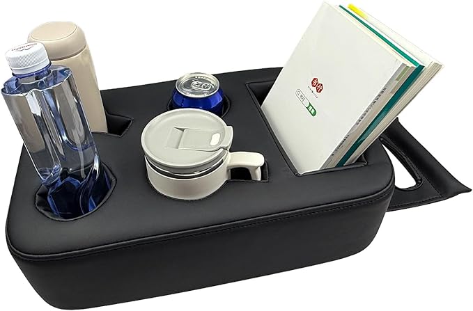 Xaido Car Back Seat Cup Holder, PU Leather Couch Sofa Bed Cup Holder Expander Tray, Boat Tray, Organizer for Trucks, Minivans