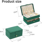 KOOAAICCHI Small Jewelry Box, Travel Jewelry Organizer, Portable Jewelry boxes for Women Girls Gift, Double Layers PU Leather