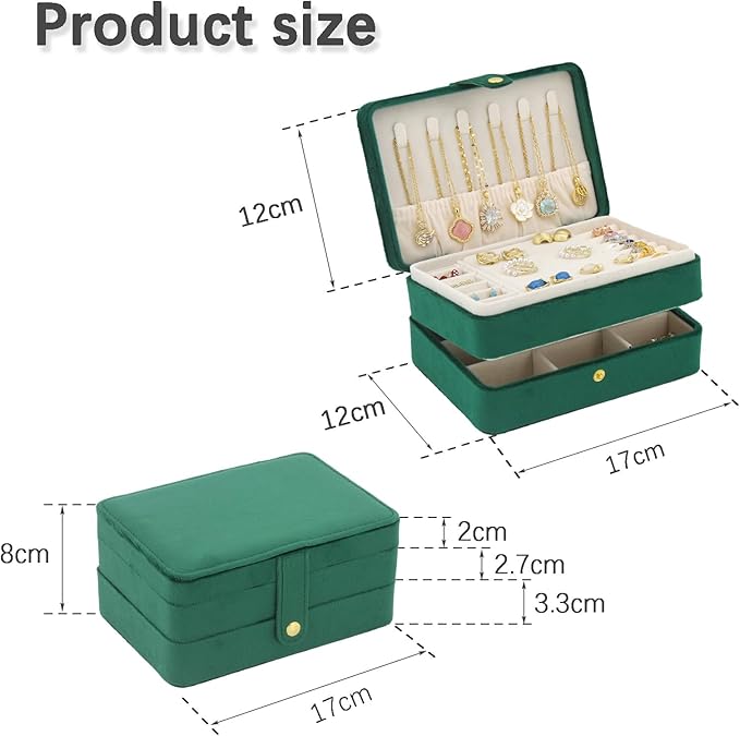 KOOAAICCHI Small Jewelry Box, Travel Jewelry Organizer, Portable Jewelry boxes for Women Girls Gift, Double Layers PU Leather