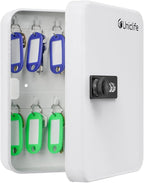 Uniclife 20 Position Key Cabinet with Combination Lock Resettable White Digital Security Storage Box Steel Key Organizer with
